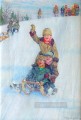 Skating from Mountain Nikolay Bogdanov Belsky kids child impressionism